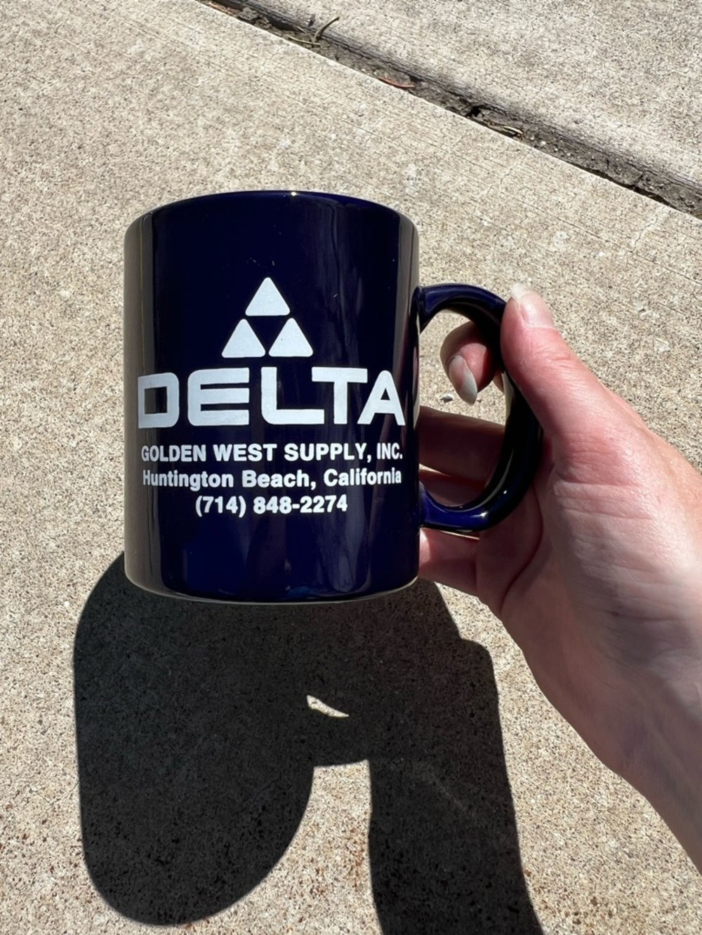 EUC Ceramic Navy Blue Delta Machinery Mug